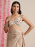 Cream Multicolor Embroidered Sweetheart Blouse – Silk Blend | Festive Wear