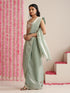 Light Blue Dual Shade Metallic Satin Saree with Pendants and Self Blouse fabric