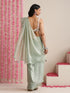 Light Blue Dual Shade Metallic Satin Saree with Pendants and Self Blouse fabric