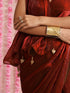 Dual Shade Copper Red Metallic Satin Saree with Tassels & Matching Blouse Fabric