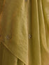 Olive Metallic Chiffon Saree with Kundan Work