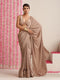 Mocha Crepe Saree with Bronze Coin Detailing