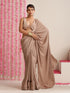 Mocha Crepe Saree with Bronze Coin Detailing