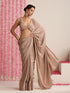 Mocha Crepe Saree with Bronze Coin Detailing