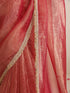 Red Magic Saree – Metallic Chiffon with Lace Edge & Matching Blouse Fabric