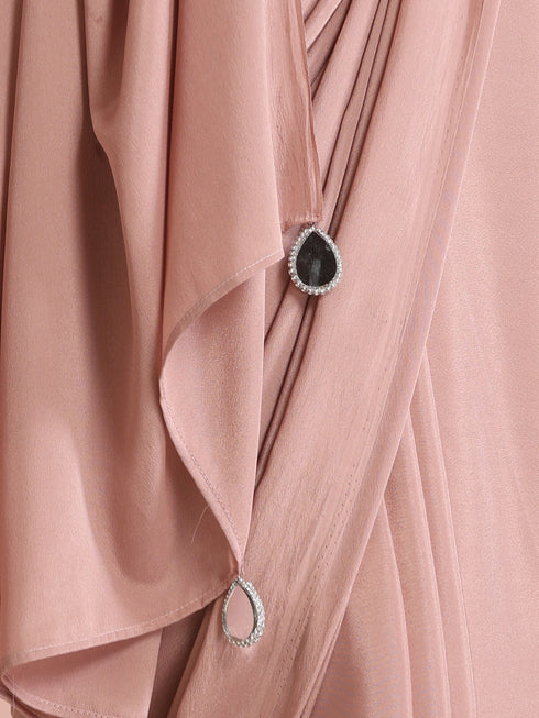 Politely Pink Crepe Saree with Mirror Pendants