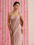 Politely Pink Crepe Saree with Mirror Pendants