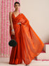 Burning Desire Saree – Dual-Shade Metallic Satin with Pendants & Blouse Fabric