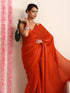 Burning Desire Saree – Dual-Shade Metallic Satin with Pendants & Blouse Fabric