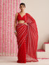 Red & Silver Impression Georgette Saree with Blouse Fabric