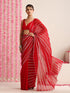 Red & Silver Impression Georgette Saree with Blouse Fabric