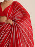 Red & Silver Impression Georgette Saree with Blouse Fabric