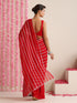 Red & Silver Impression Georgette Saree with Blouse Fabric