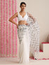 White and Dual Black White Impression Georgette Saree with Blouse Fabric