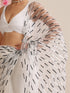 White and Dual Black White Impression Georgette Saree with Blouse Fabric
