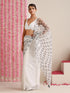 White and Dual Black White Impression Georgette Saree with Blouse Fabric