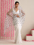 White and Dual Black White Impression Georgette Saree with Blouse Fabric