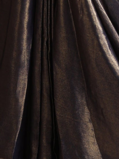 Blue Gold Chiffon Saree with Blouse Fabric