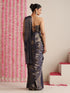 Blue Gold Chiffon Saree with Blouse Fabric