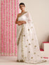 Elixir White and Gold Organza embroidered Saree with blouse fabric