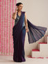 Blue-Purple Dual Shade Metallic Satin Saree with Gold & Ombre Blouse Fabric