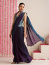 Blue-Purple Dual Shade Metallic Satin Saree with Gold & Ombre Blouse Fabric