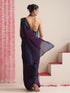 Blue-Purple Dual Shade Metallic Satin Saree with Gold & Ombre Blouse Fabric
