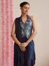 Blue-Purple Dual Shade Metallic Satin Saree with Gold & Ombre Blouse Fabric
