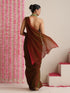 Red-Green Dual Shade Metallic Satin Saree with Gold & Ombre Blouse Fabric