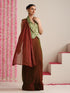 Red-Green Dual Shade Metallic Satin Saree with Gold & Ombre Blouse Fabric