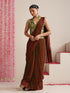 Red-Green Dual Shade Metallic Satin Saree with Gold & Ombre Blouse Fabric