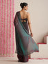 Blue Maroon Dual Shade Chiffon Saree with Pendants