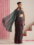 Blue Maroon Dual Shade Chiffon Saree with Pendants