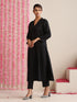 Black Cotton Slub Kurta Set for Women | 2 Pc Minimalist Ethnic Co-ord with V-Neckline