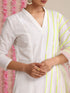 Women’s White Cotton Slub Kurta & Pyjama Set with Neon-Pink Net Dupatta | 3 Pc Modern Ethnic Look