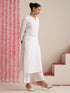 White Cotton Slub Kurta Set for Women | 2 Pc Co-ord with V-Neck & Flared Hem
