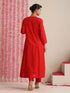 Red Cotton Slub Kurta Set for Women | 2 Pc Festive Co-ord with Pyjama