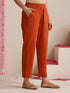 Terracotta Cotton Slub Kurta Set for Women | 2 Pc Co-ord with V-Neck & Straight Fit