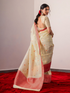 Cream & Orange Border Rich Pallu Saree with Blouse Fabric