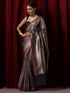 Banarasi Black Purple Jaal Silk Saree with Blouse Fabric
