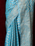 Pure Silk Blue Chevron Saree with Blouse Fabric