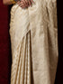 Pure Silk Cream Chevron Saree with Blouse Fabric