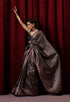 Banarasi Black Purple Jaal Silk Saree with Blouse Fabric