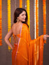 Orange Yellow Shimmer Shine Chiffon Saree with Gota Lace Edge and Blouse Fabric