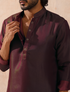 Reversible Maroon Green and Red Satin Kurta
