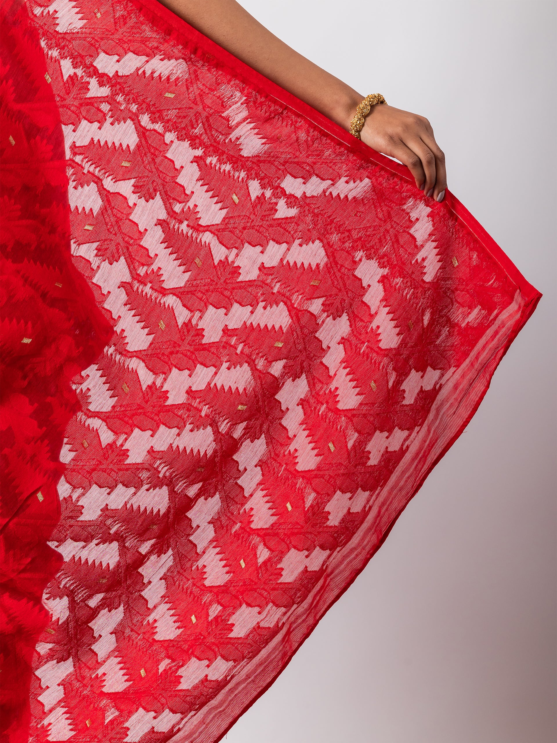 Rosemati Red Jamdani Cotton Saree