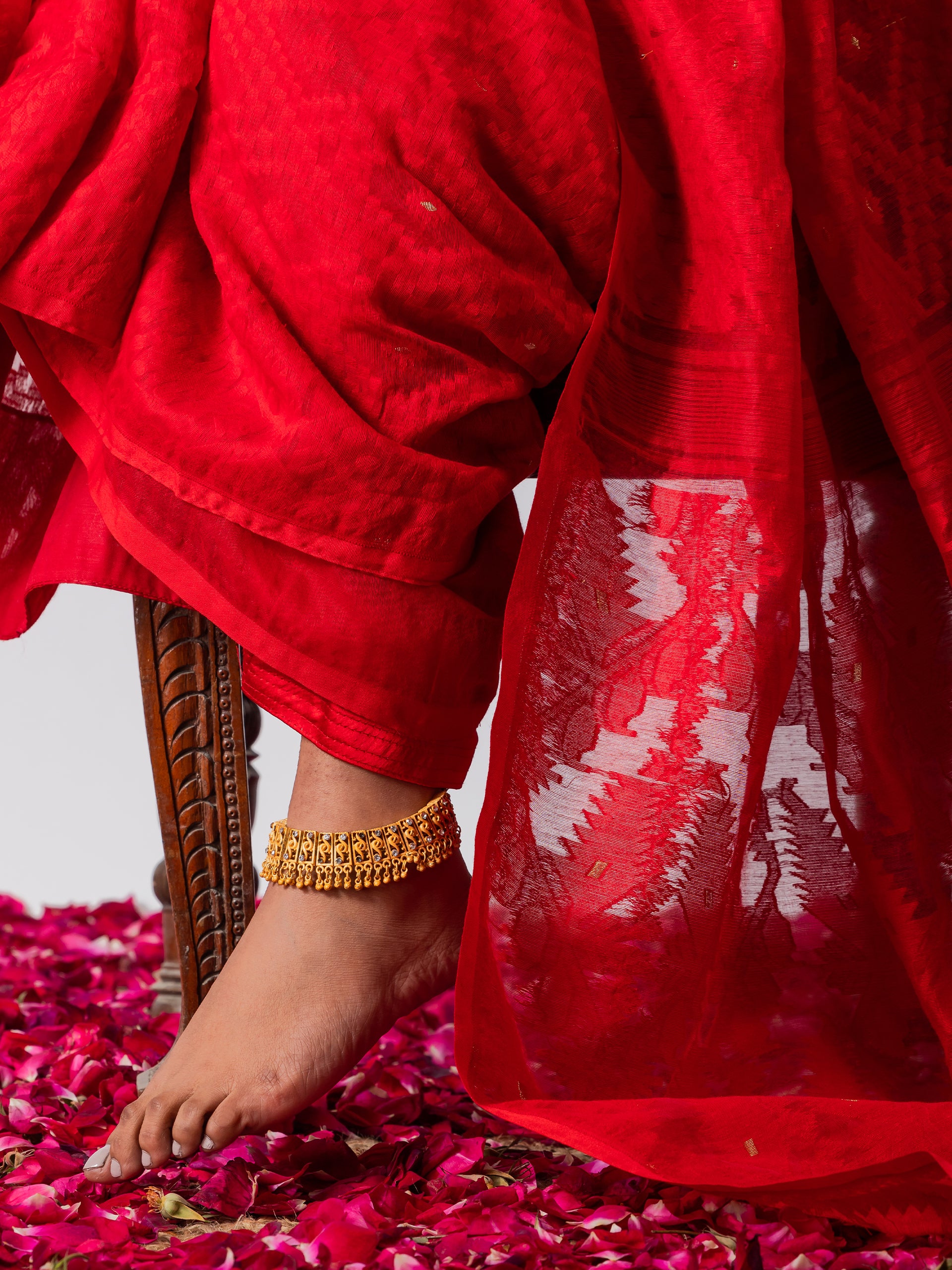 Rosemati Red Jamdani Cotton Saree