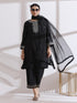 1 Pc Dupatta - Black Glass Tissue Dupatta