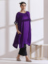 Women's Purple Easy Kurta with Chevron Inner Details 1 Piece | Straight Fit, Round Neck, 3/4 Sleeves, Workwear, (Lux Fabric)