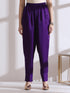 Women's Purple Beaded Kurta with Pants 2 Piece Set | Straight Fit, V Neck, 3/4 Sleeves, Pants, Work Wear, Casual wear, (Lux Fabric)